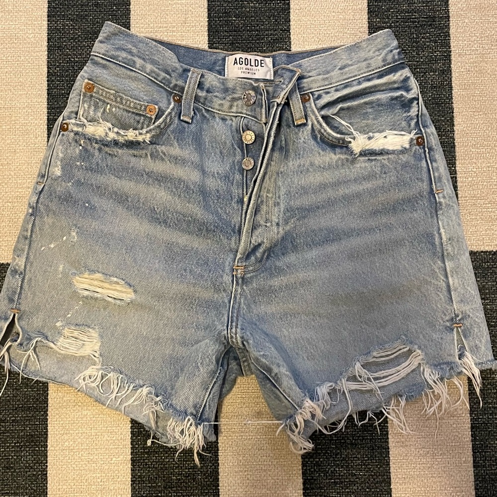 Agolde shorts - ripped, light wash denim